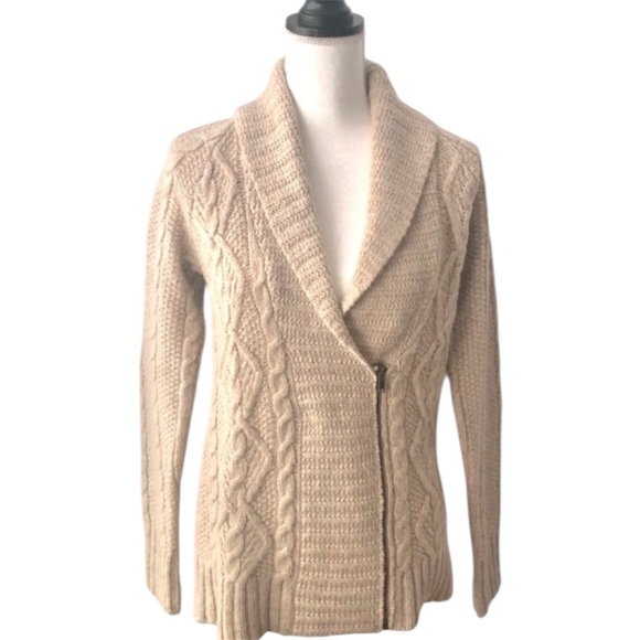 Vintage style women’s Eddie Bauer cozy wool blend Cabincore zip up sweater SZ  M - Picture 1 of 3